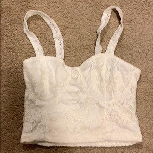 Cream lace crop top